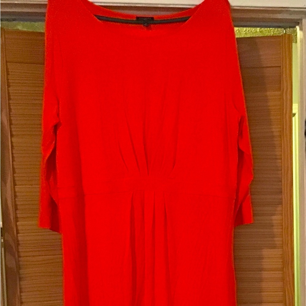 Talbots 1X pumpkin color long sleeve dress